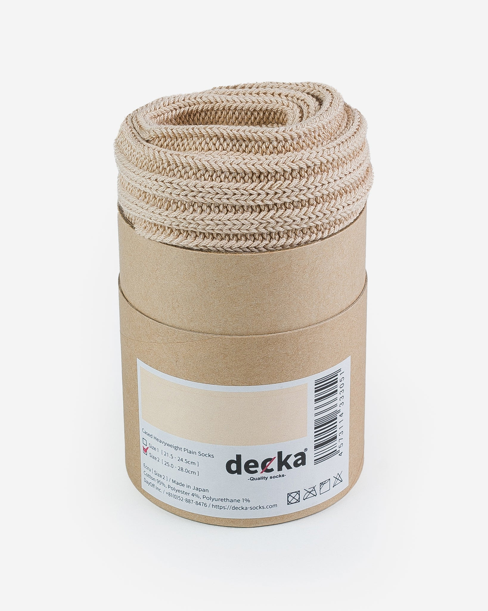 DEC-CAS-ECR Decka Cased Heavyweight Plain Socks - Ecru - 1