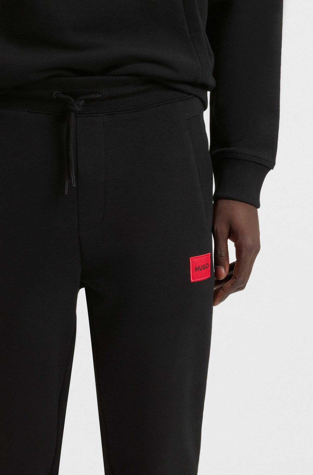 COTTON-TERRY TRACKSUIT BOTTOMS WITH RED LOGO LABEL - 3