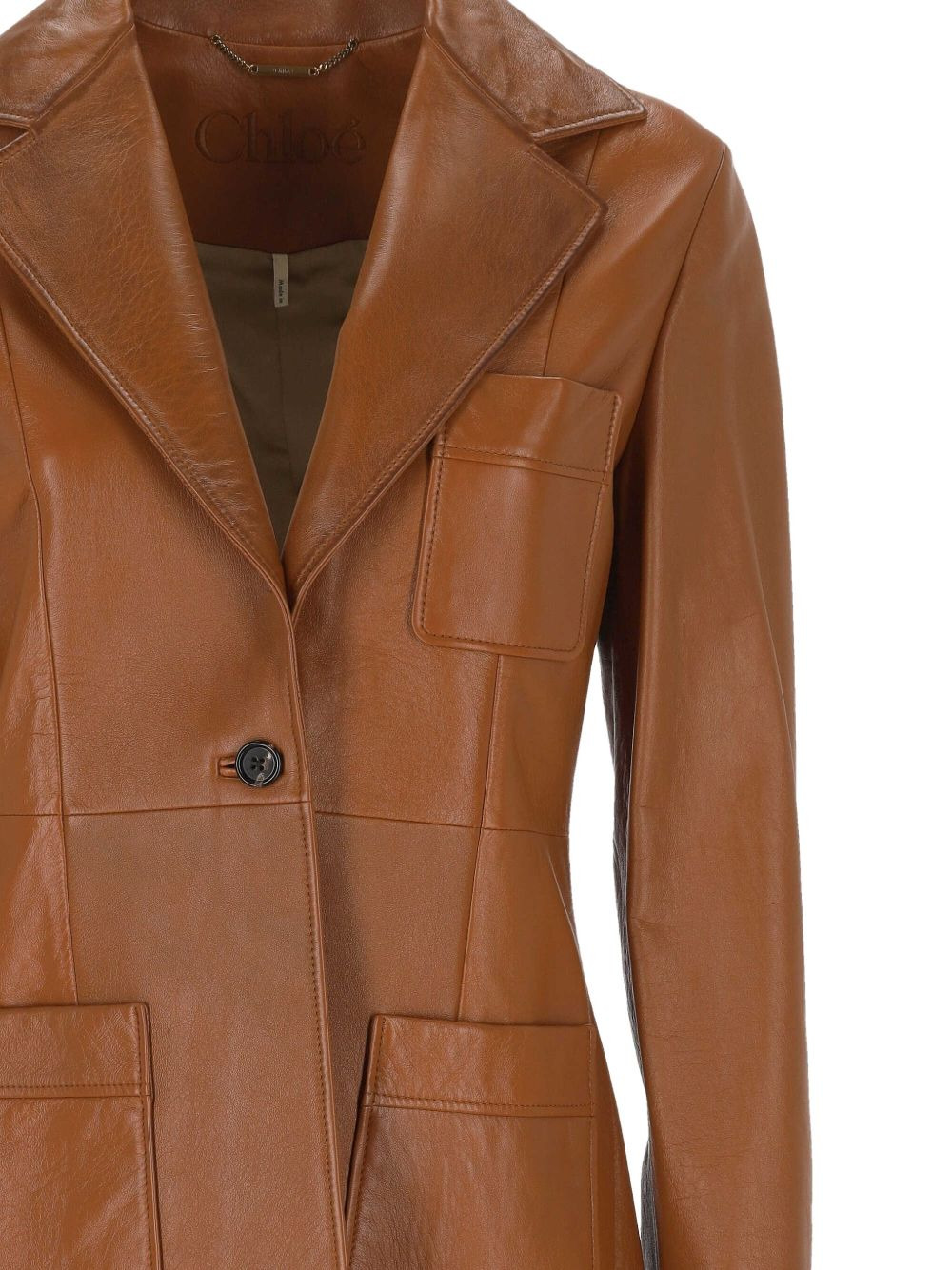 patch-pocket leather jacket - 3