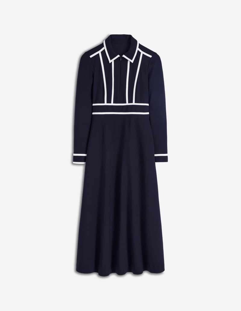 Contrast Ponte Midi Dress-Navy 1