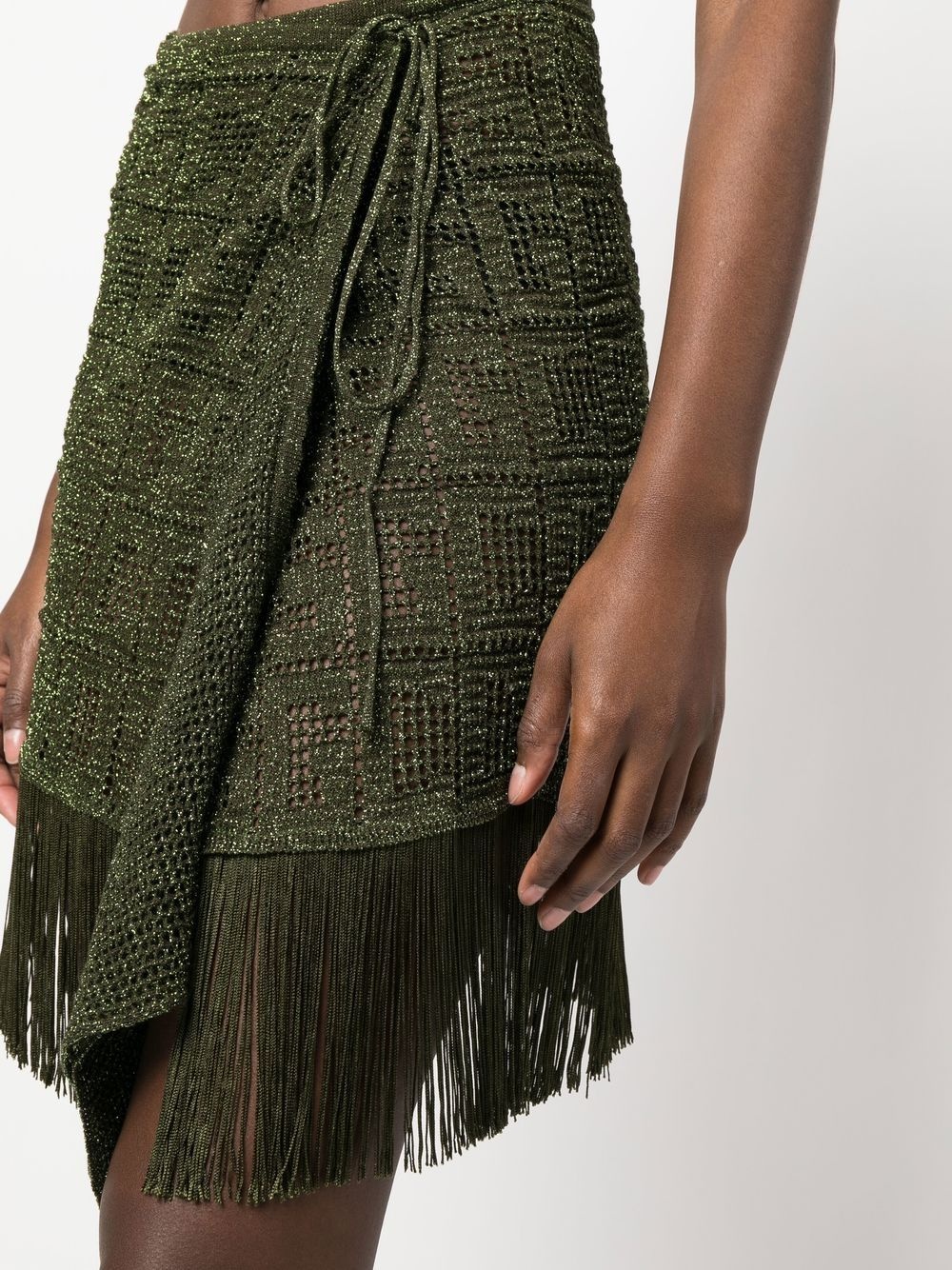 fringe-detail macramé skirt - 5