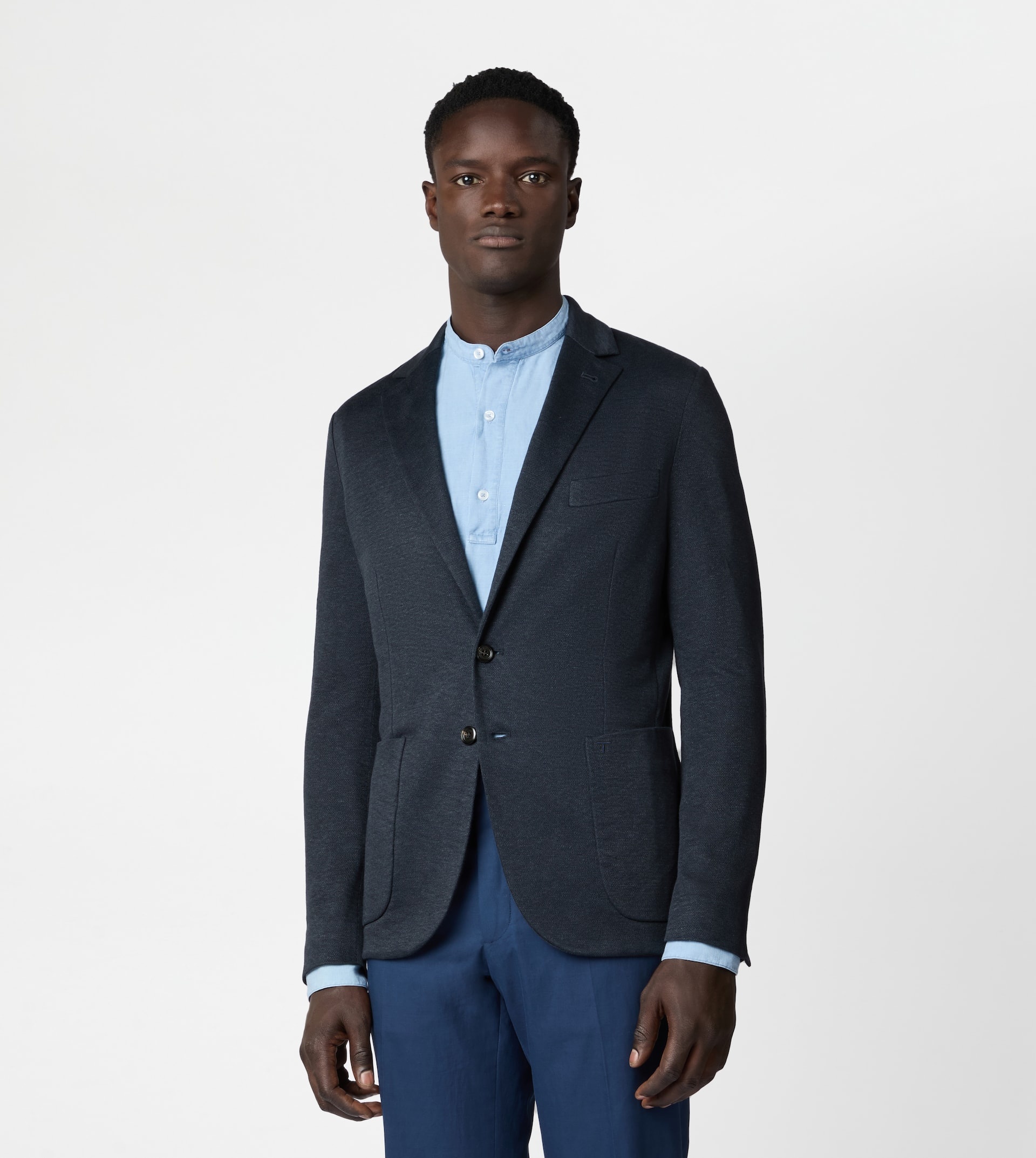 BLAZER IN LINEN - BLUE - 2