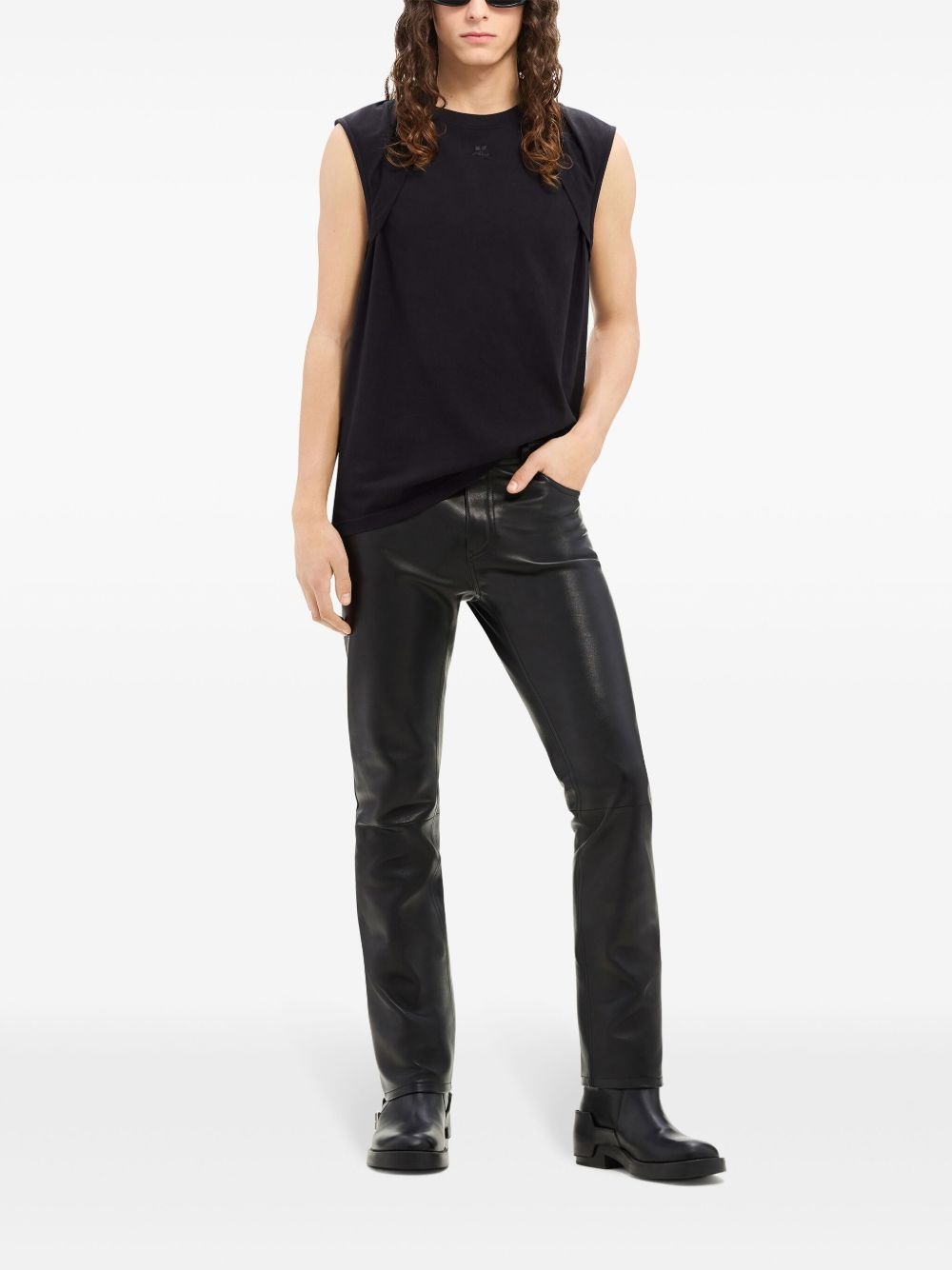 draped-detail cotton tank top - 2