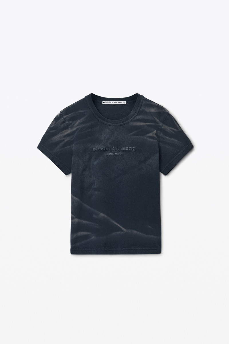 Distressed Logo Shrunken Tee in Cotton Jersey 1