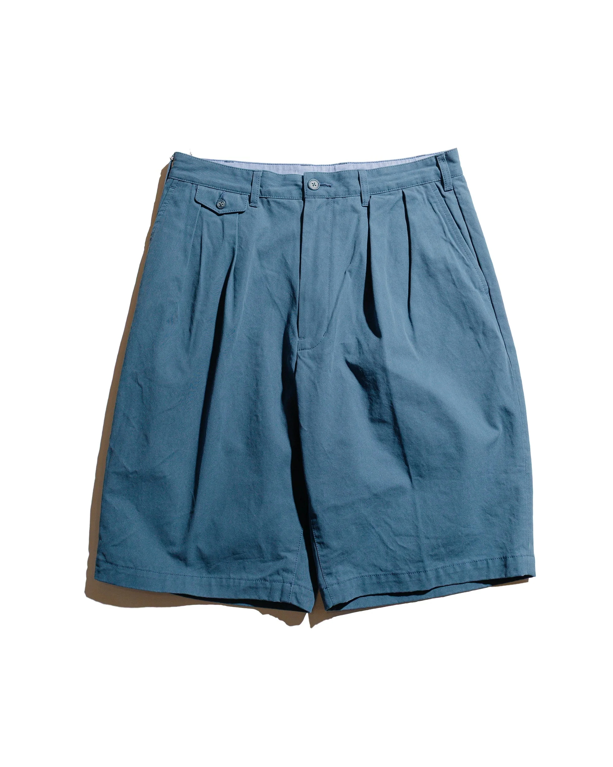 2Pleats Shorts Twill Bio Washed Sax - 1