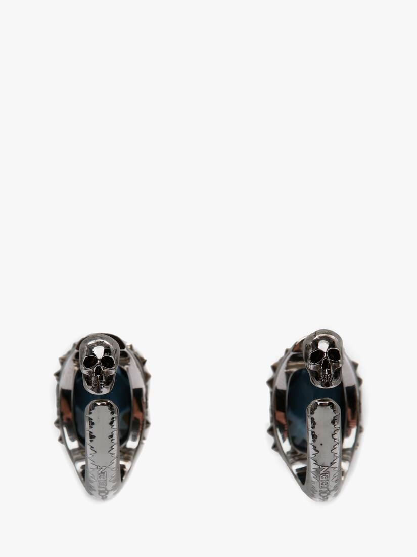 Enamel Jewelled Earrings in Blue - 3