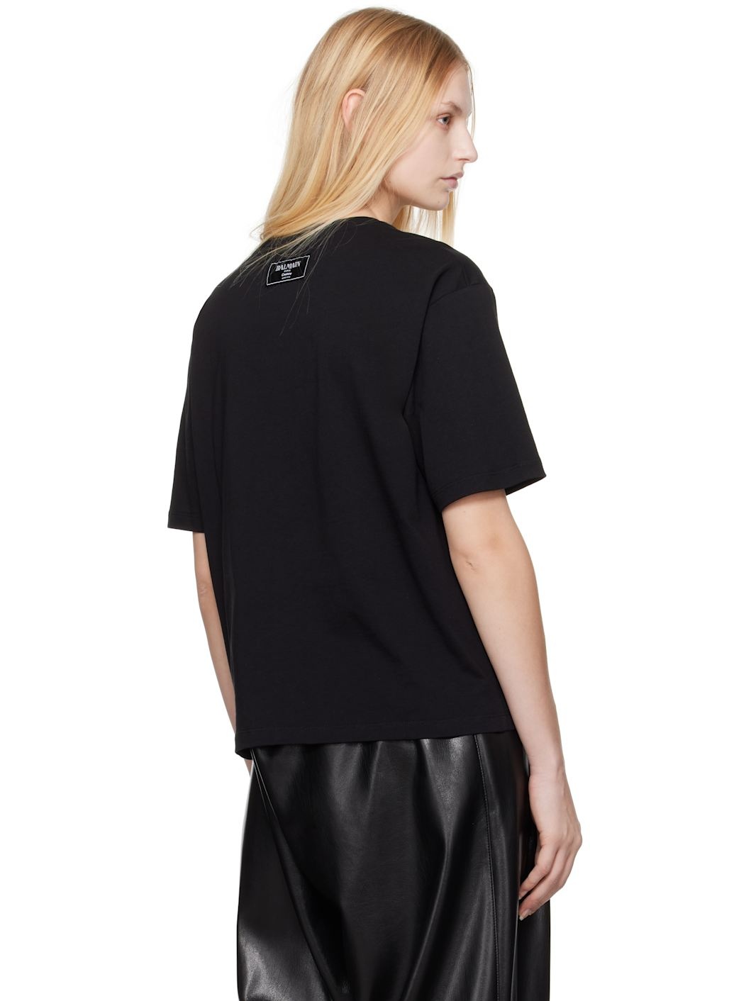 Black Short-Sleeved Kiss Print T-shirt - 3