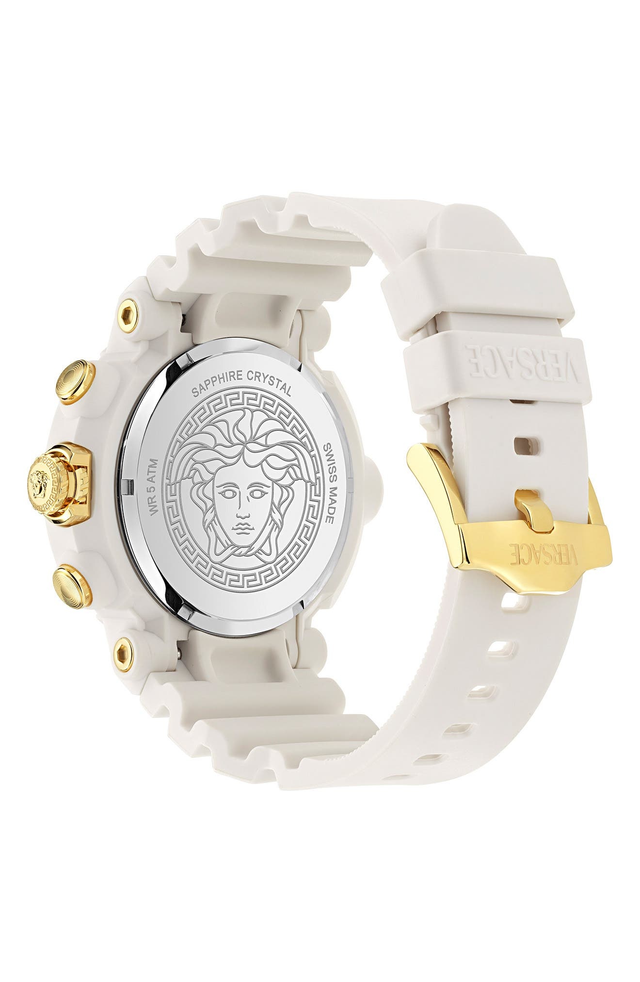 Versace Real Active Chronograph Bracelet Watch, 45mm in White Ecoceramic at Nordstrom - 3