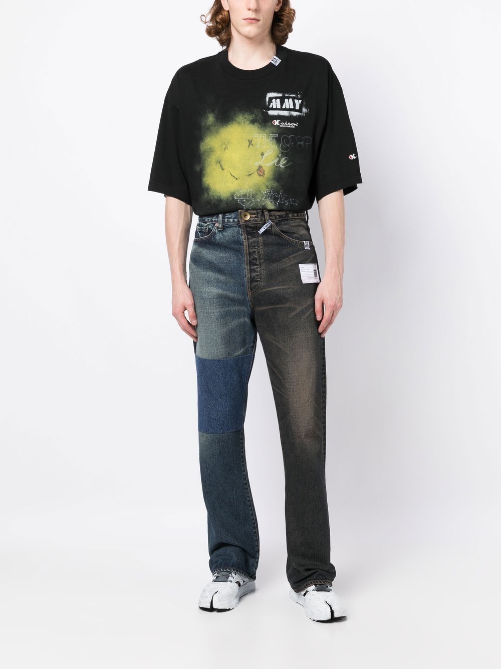 two-tone straight-leg jeans - 2