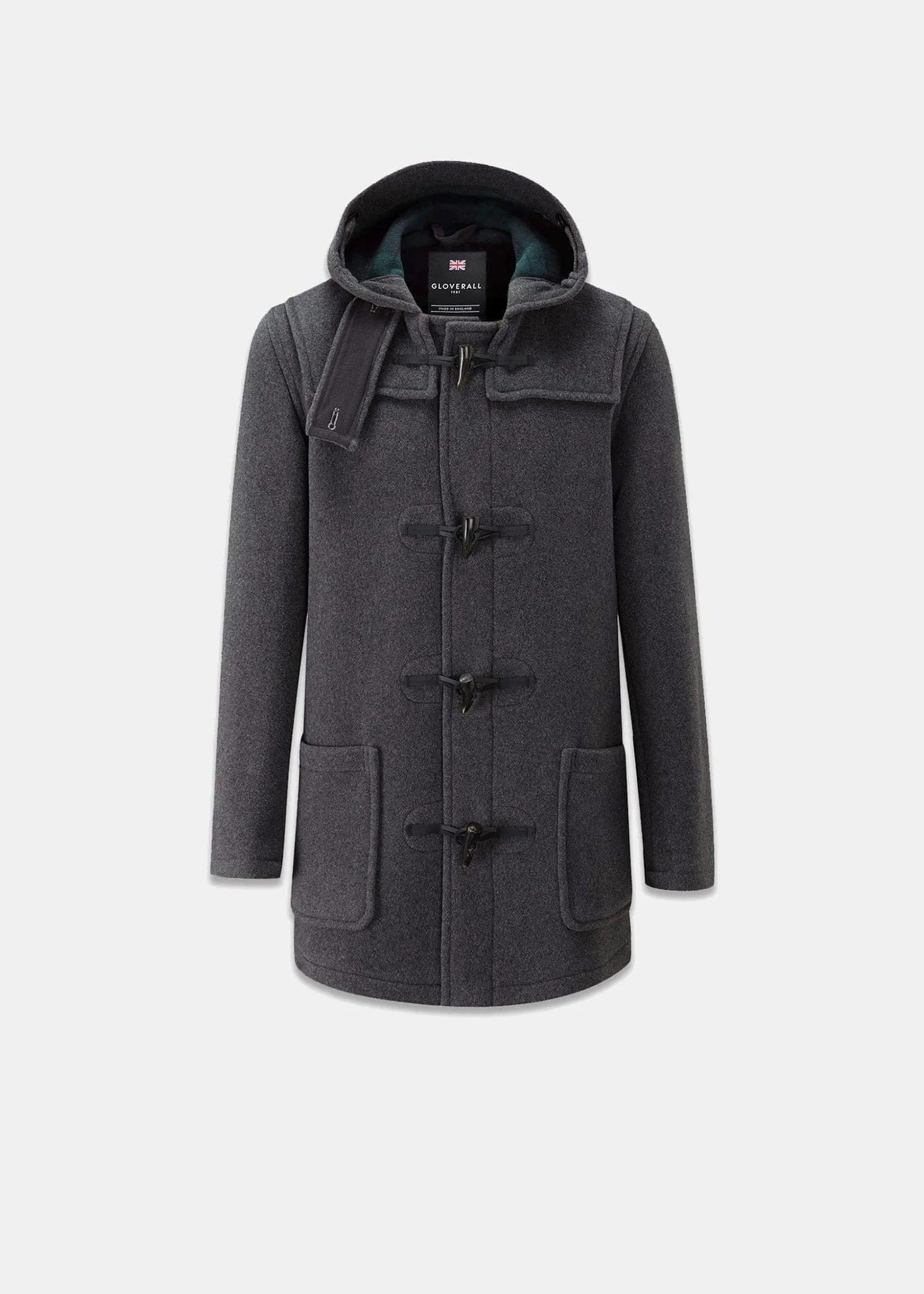 Men's Mid-Length Morris Duffle Coat Grey Black Watch - 1