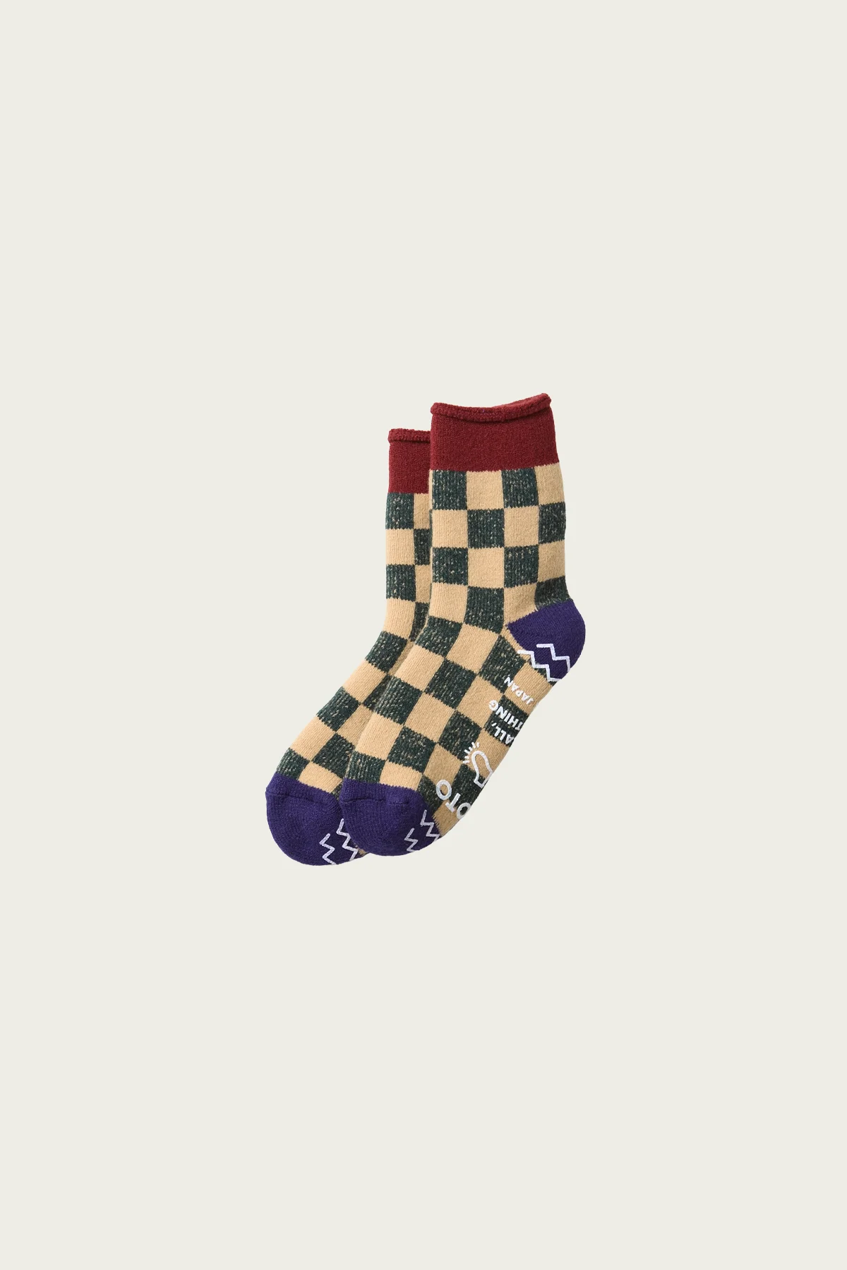 Pile Room Socks "Checkerboard" - Maroon / Navy Blue - 1