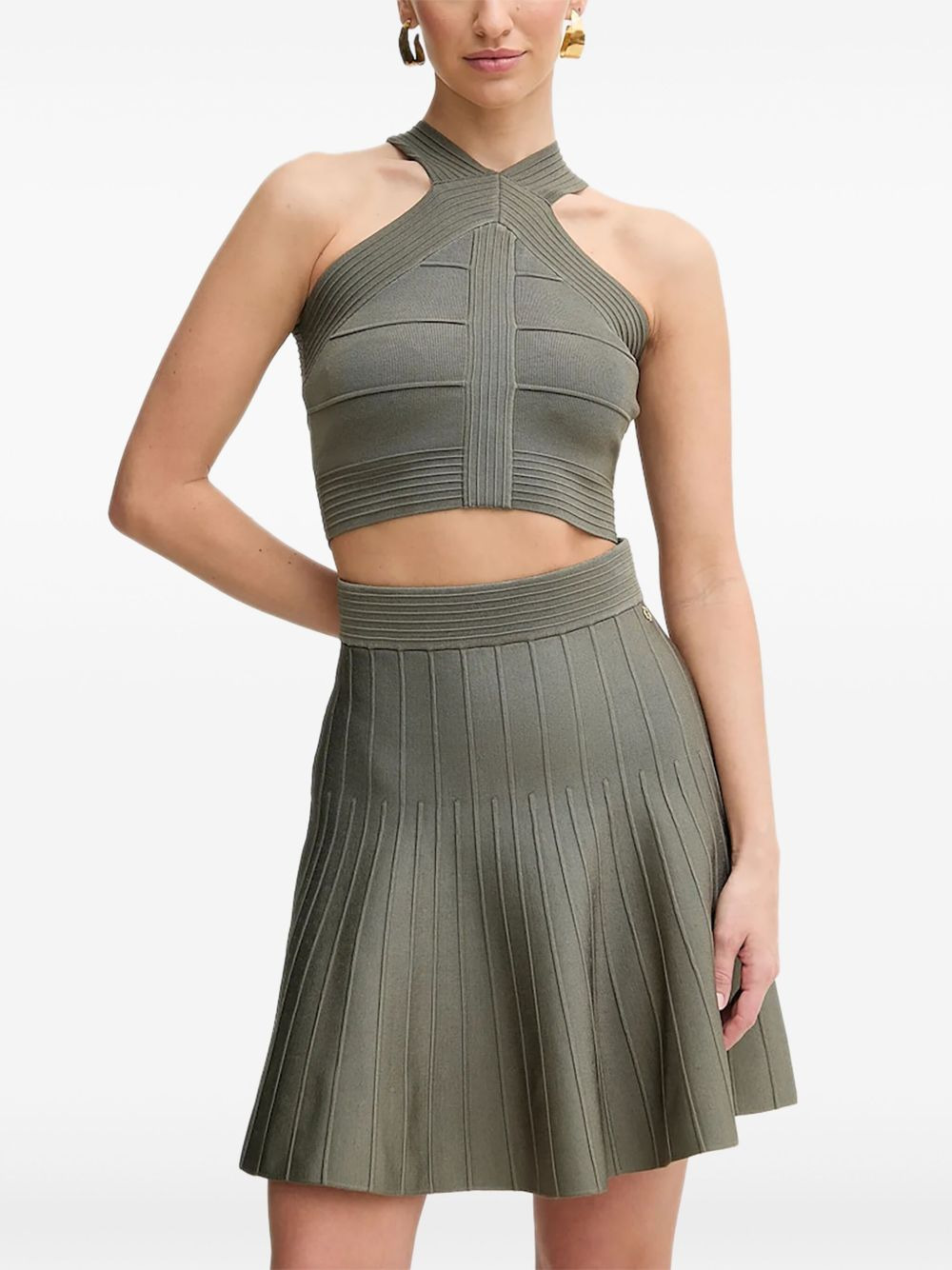 ribbed flared mini skirt - 2