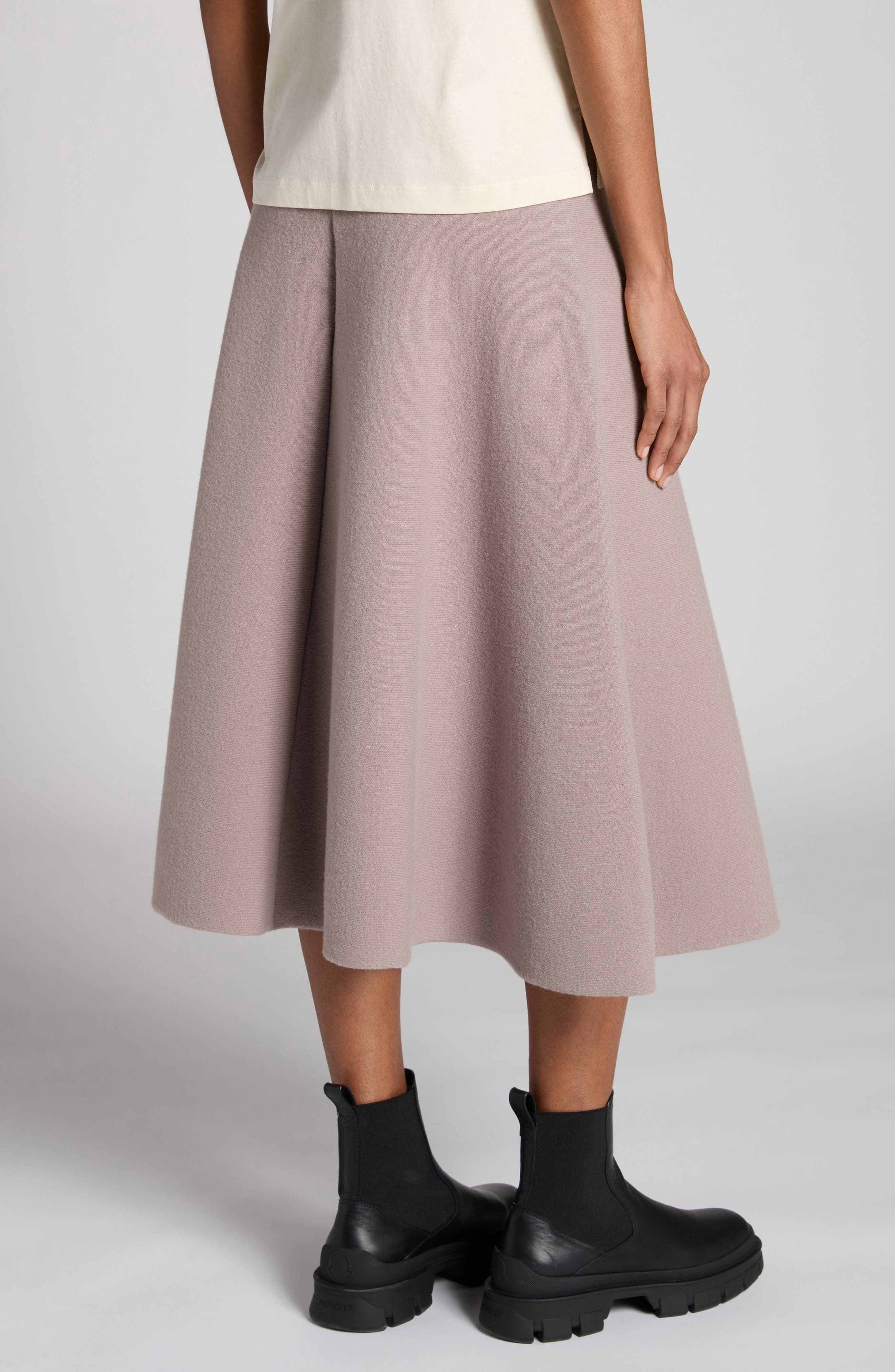 Moncler Wool Blend Midi Sweater Skirt in Pink Taupe at Nordstrom - 3