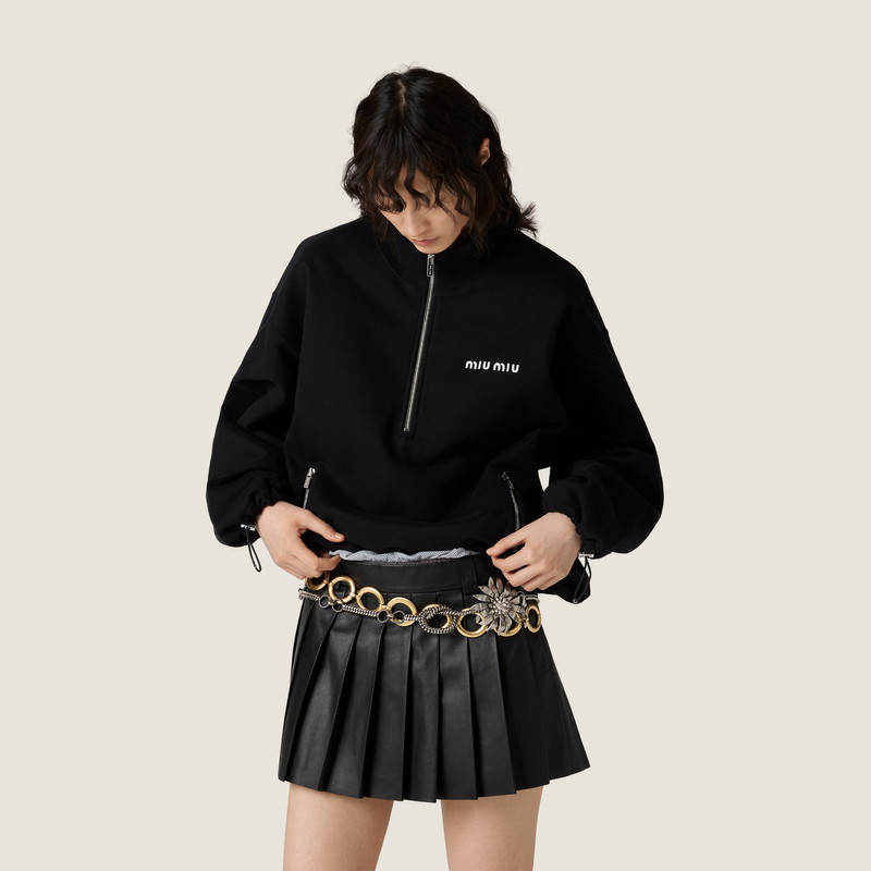 Miu Miu Cotton fleece zipper sweatshirt outlook
