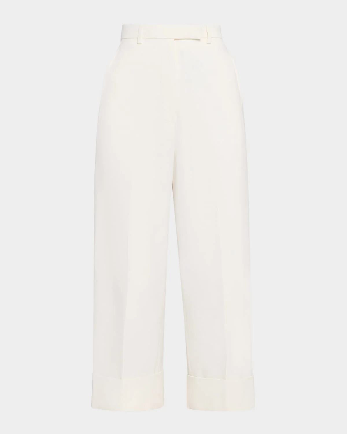 High-Rise Organic Cotton Canvas Straight-Leg Crop Trousers - 1