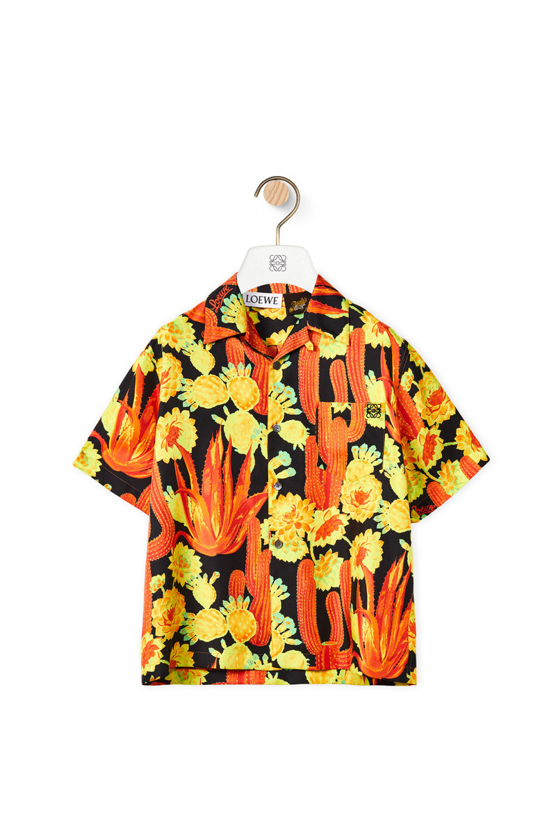 Cactus print bowling shirt in silk 1