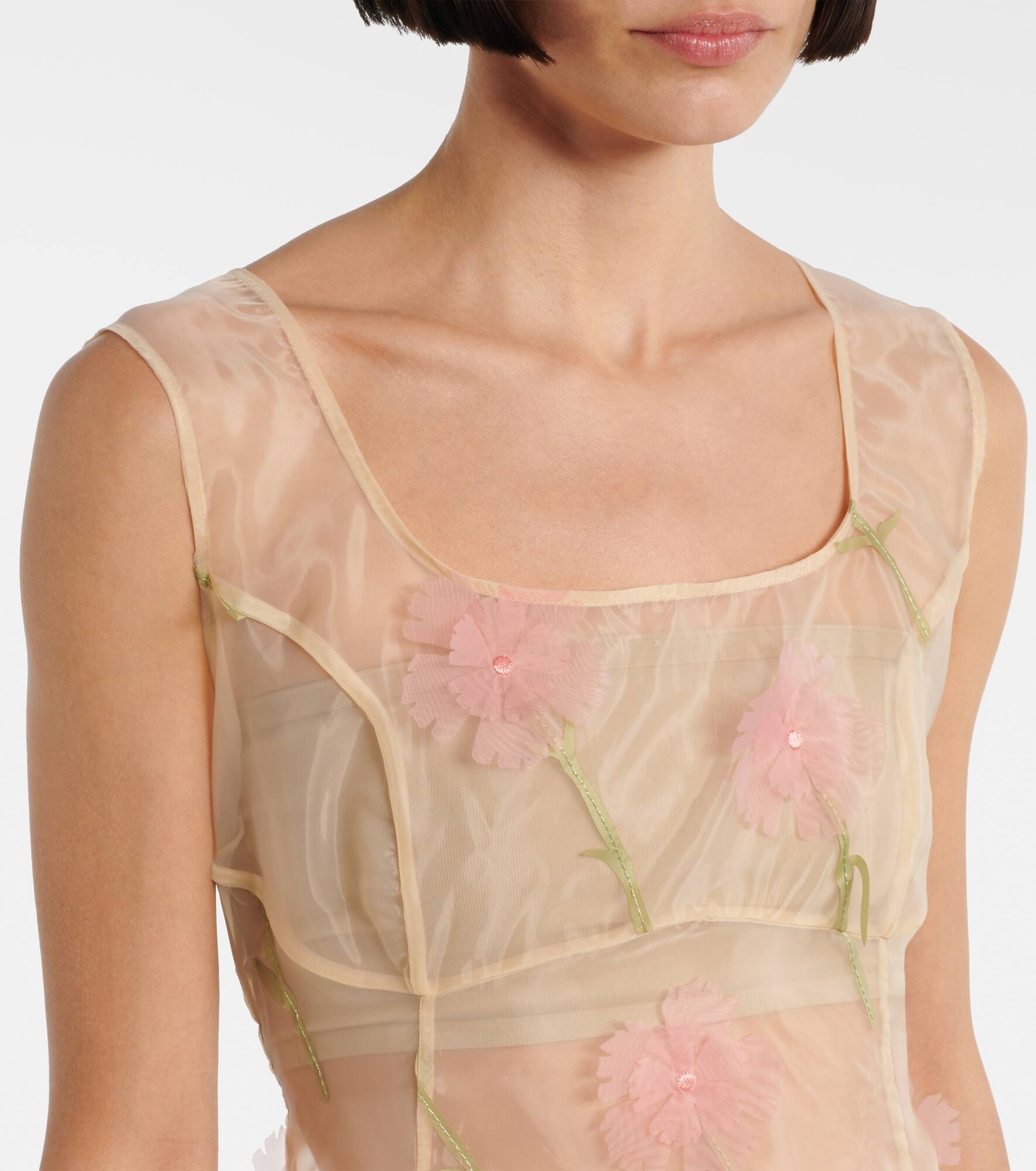 Sculpted Carnation organza midi dress - 4