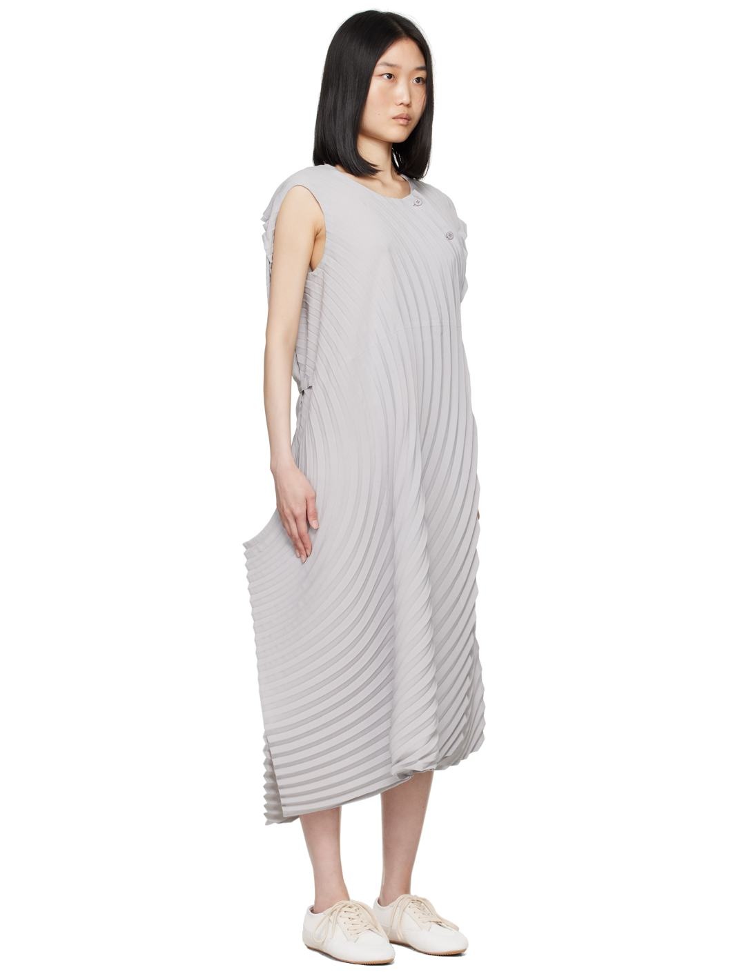 Gray Resonant Pleats Maxi Dress - 2