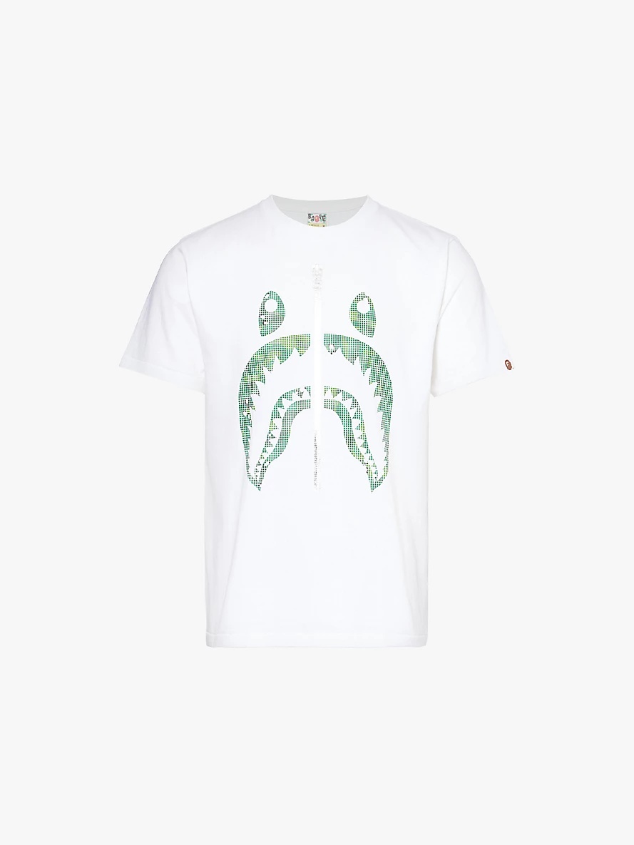 Bitmap Shark graphic-print cotton-jersey T-shirt - 1