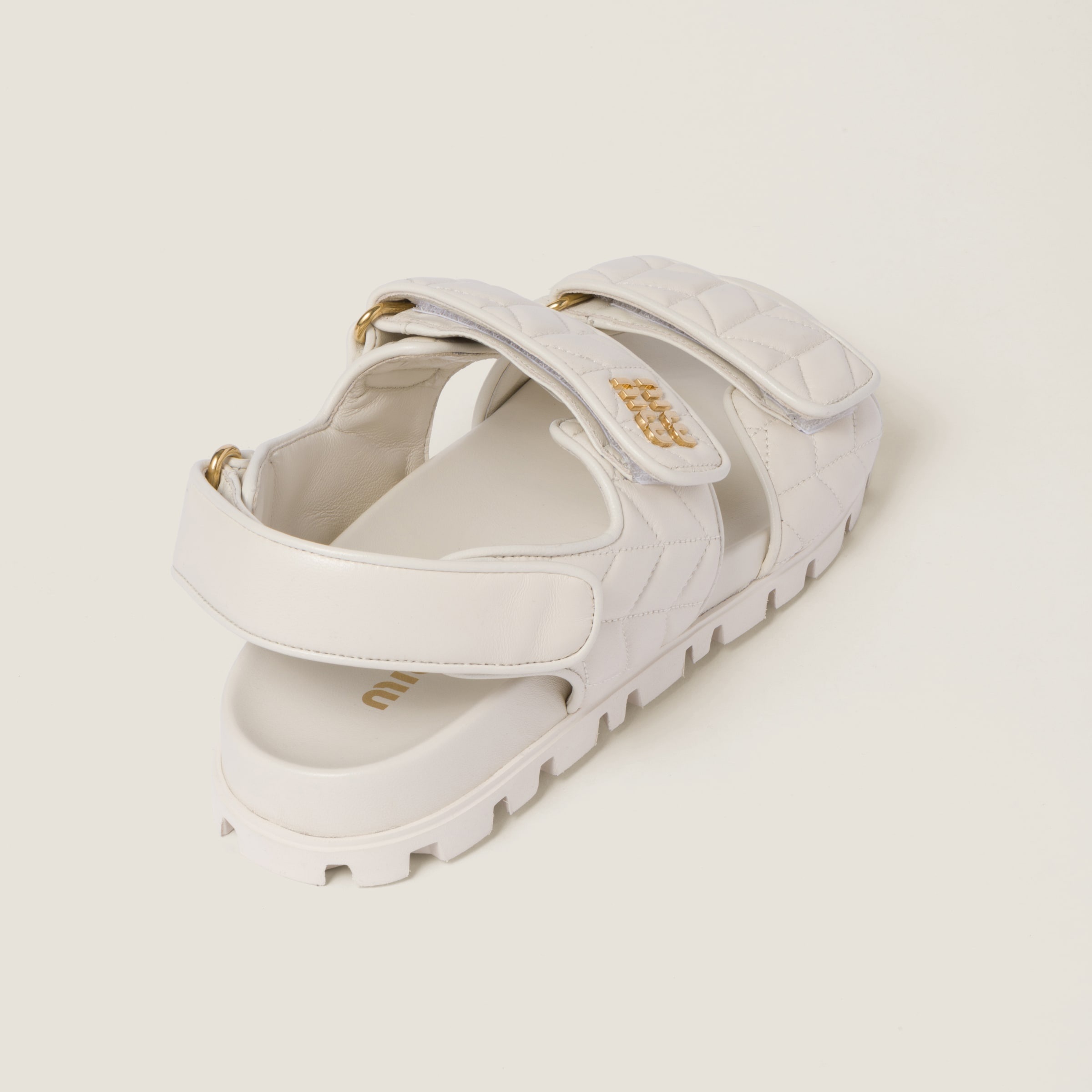 サンダル・ミュール MiuMiu | Matelasse nappa leather cork heel sandals 5XZ482 Miu Miu Matelassé nappa leather cork heel sandals - ShopStyle