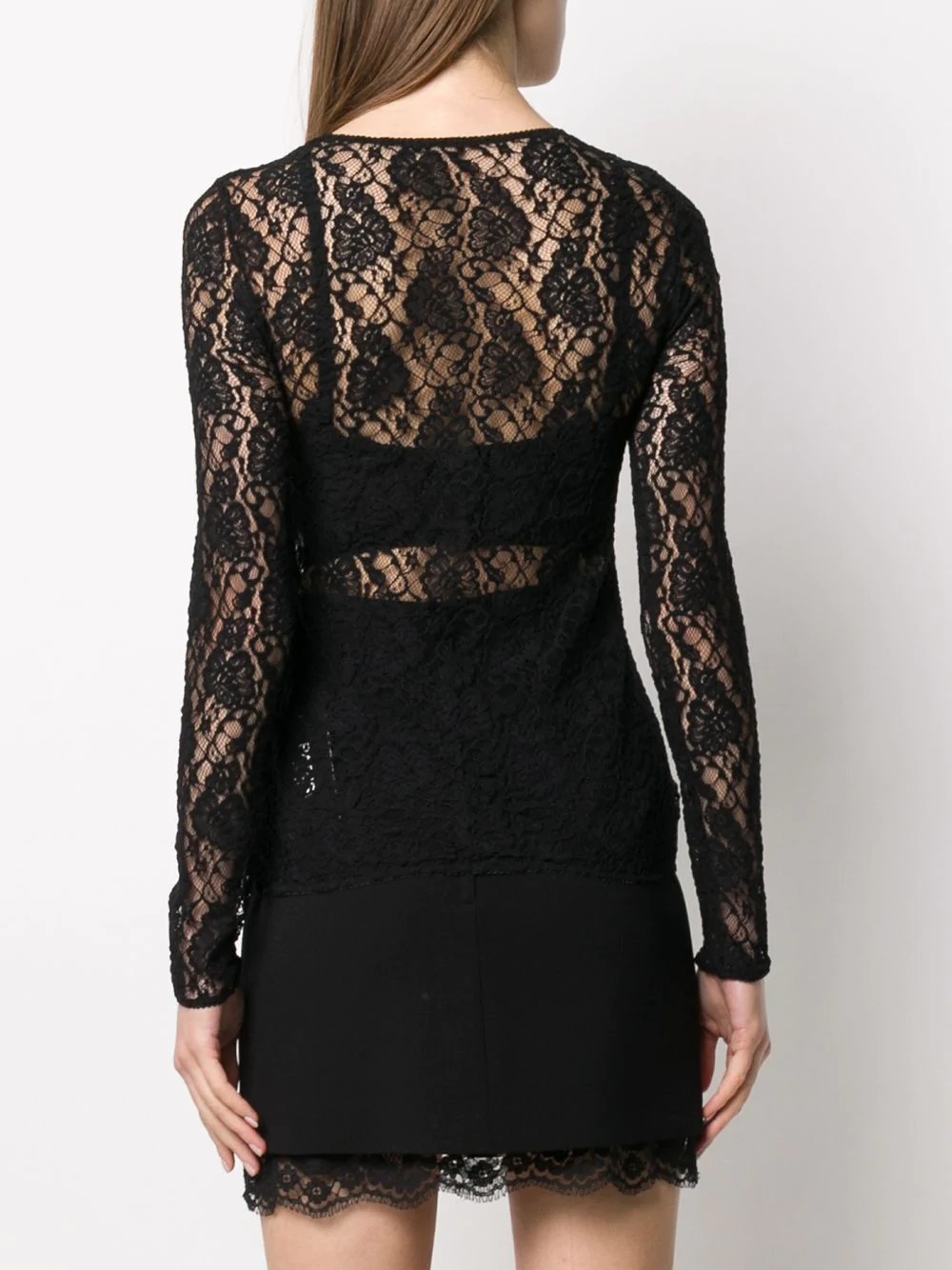 long-sleeved lace top - 4