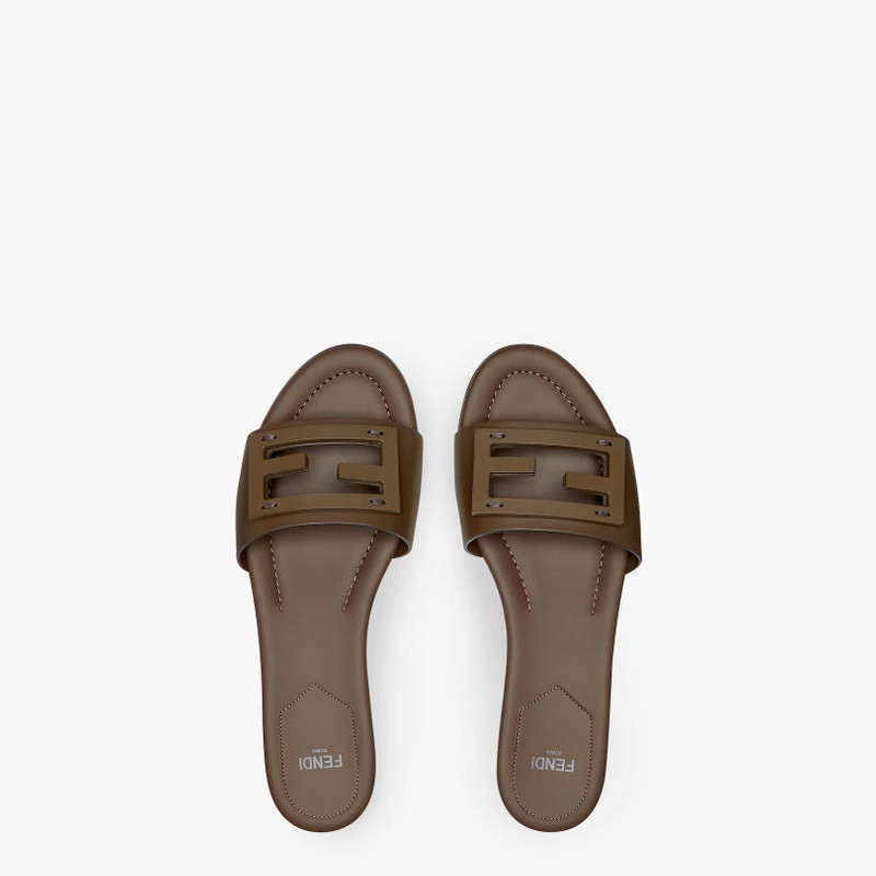 Brown leather slides 4