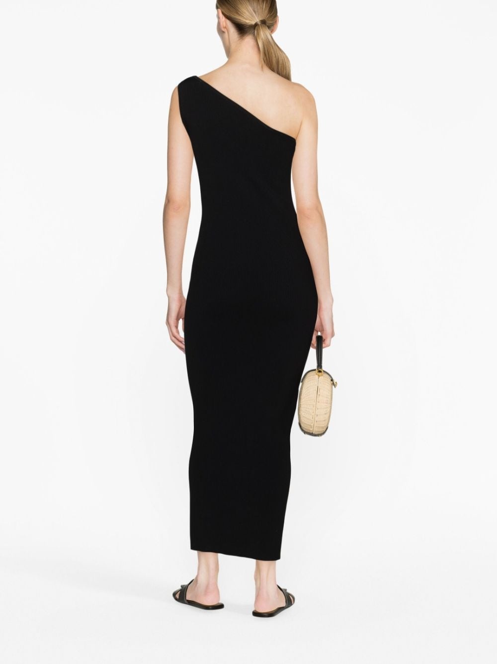 one-shoulder ribbed-knit dress - 4