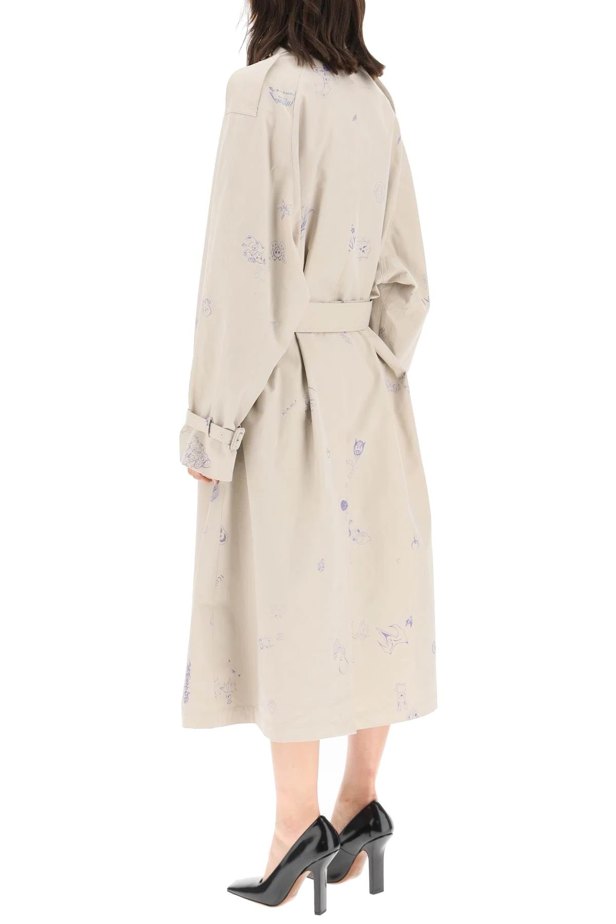 SCRIBBLED TRENCH COAT - 4