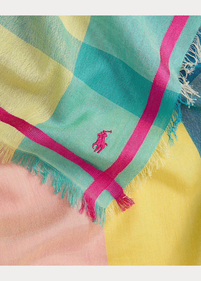 Plaid Silk-Cotton Scarf 4