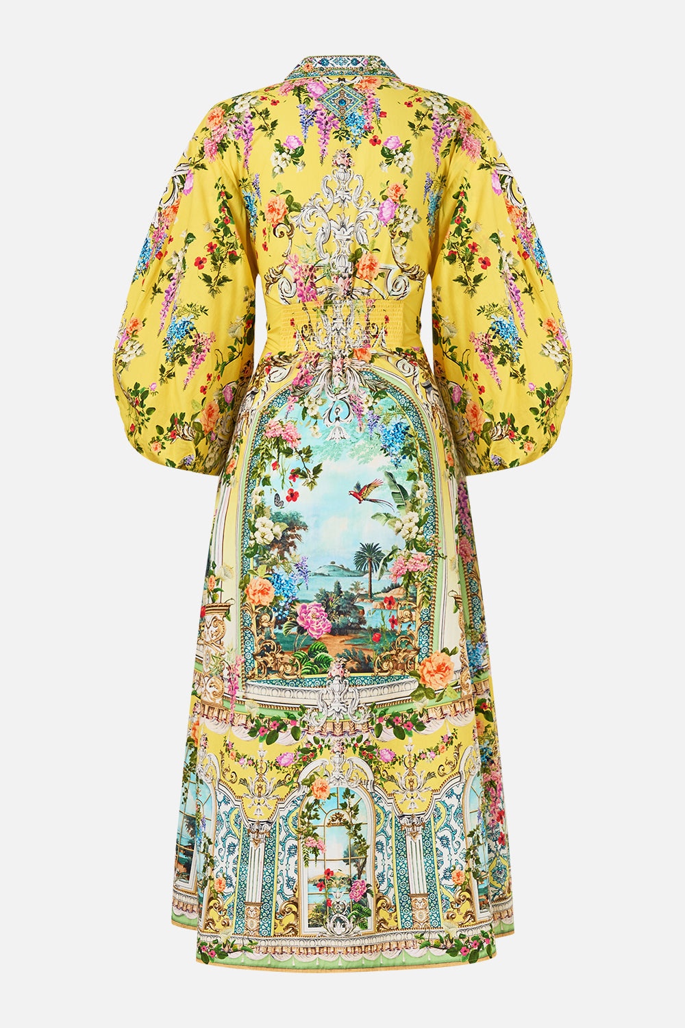 WAIST TIE SHIRT DRESS WITH BUBBLE SLEEVE - 7