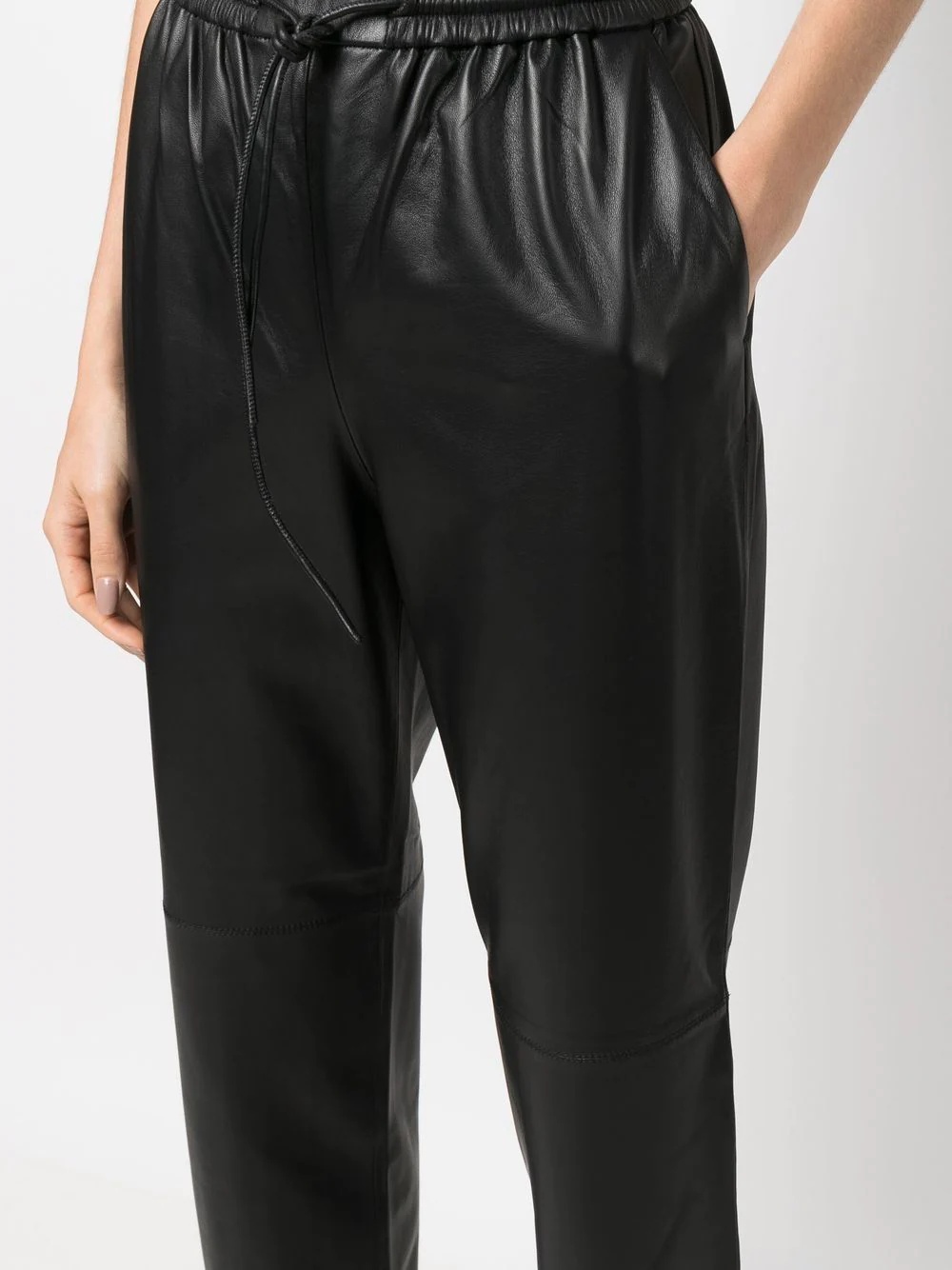 straight-leg lambskin trousers - 5