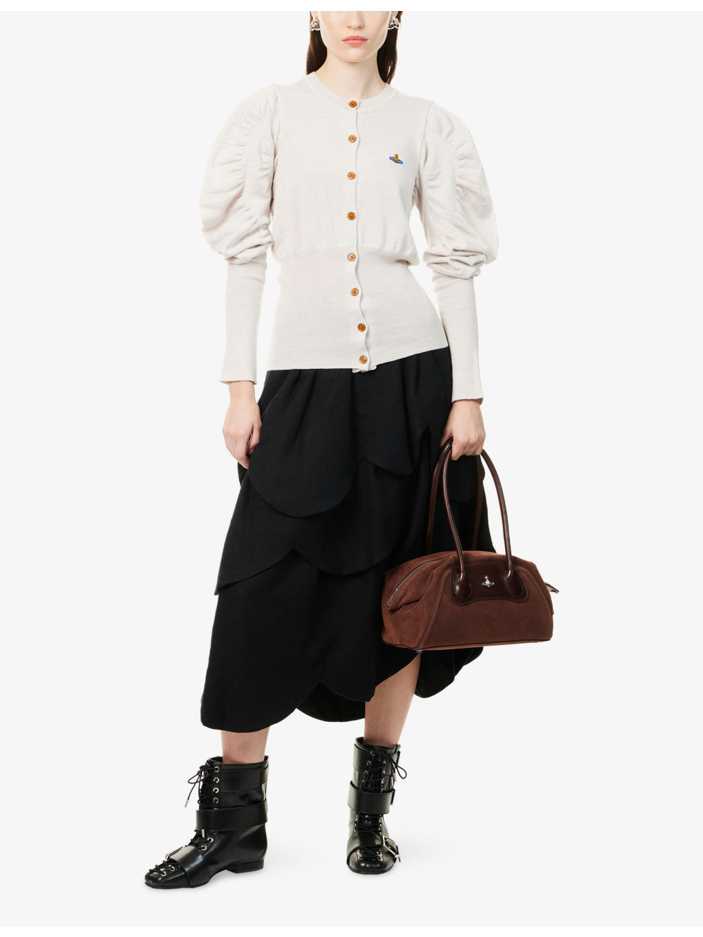 Eli Volume-Sleeve Wool Knitted Cardigan - 2