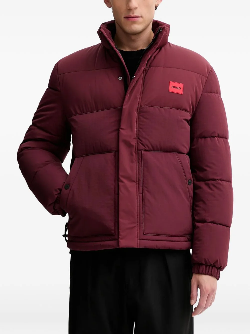logo-patch puffer jacket - 1