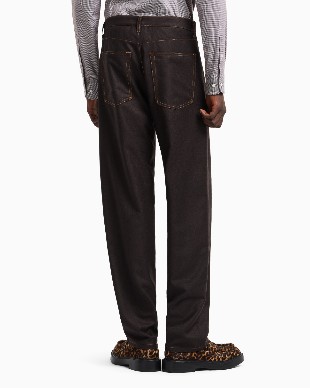 FIVE-POCKET TROUSERS IN DENIM-EFFECT VIRGIN-WOOL FLANNEL - 3