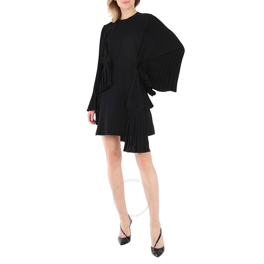 MM6 Ladies Black Asymmetrical Pleated Cotton Jersey Dress - 3