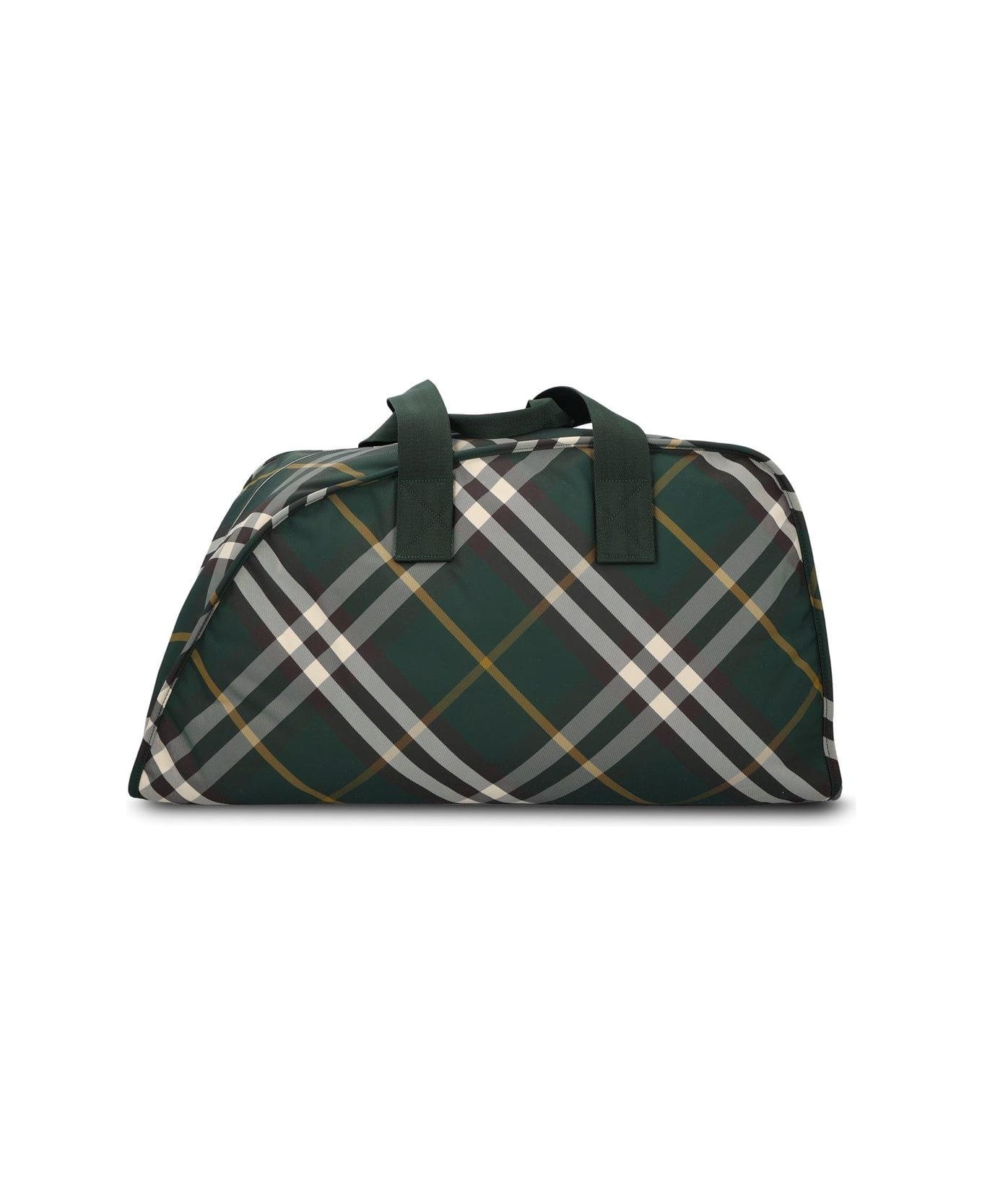 Large Shield Check-pattern Zipped Duffle Bag - 2