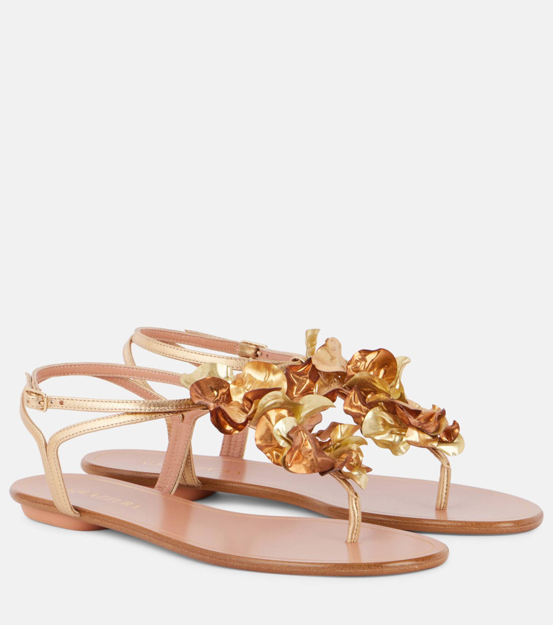 Appliqué metallic leather sandals 1