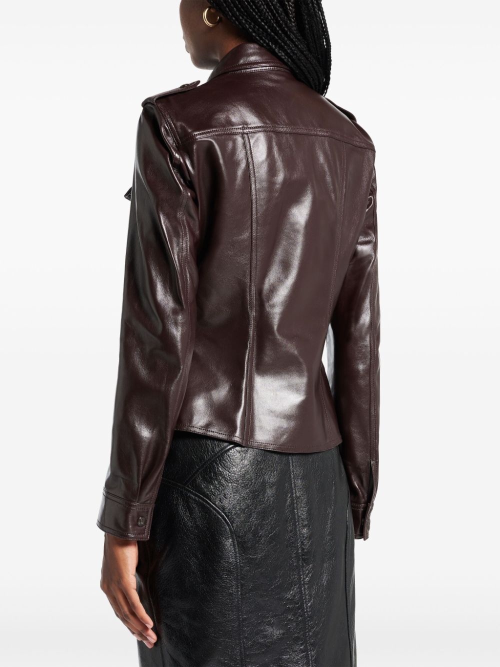 shiny leather shirt - 4