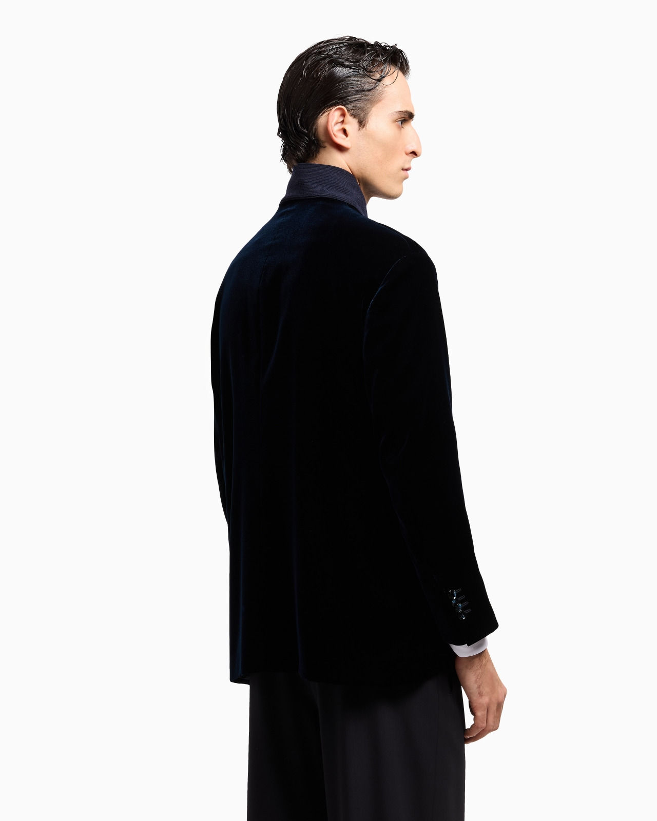 SINGLE-BREASTED JACKET IN VELVET WITH KNIT DETAILS - 3