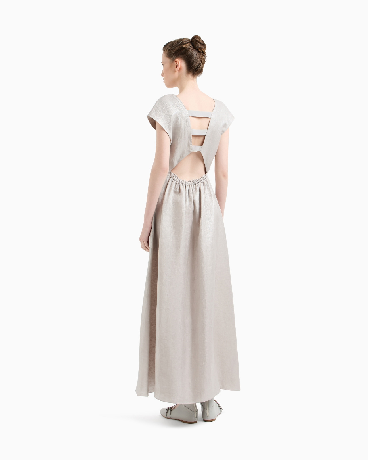 LINEN V-NECK LONG DRESS - 3