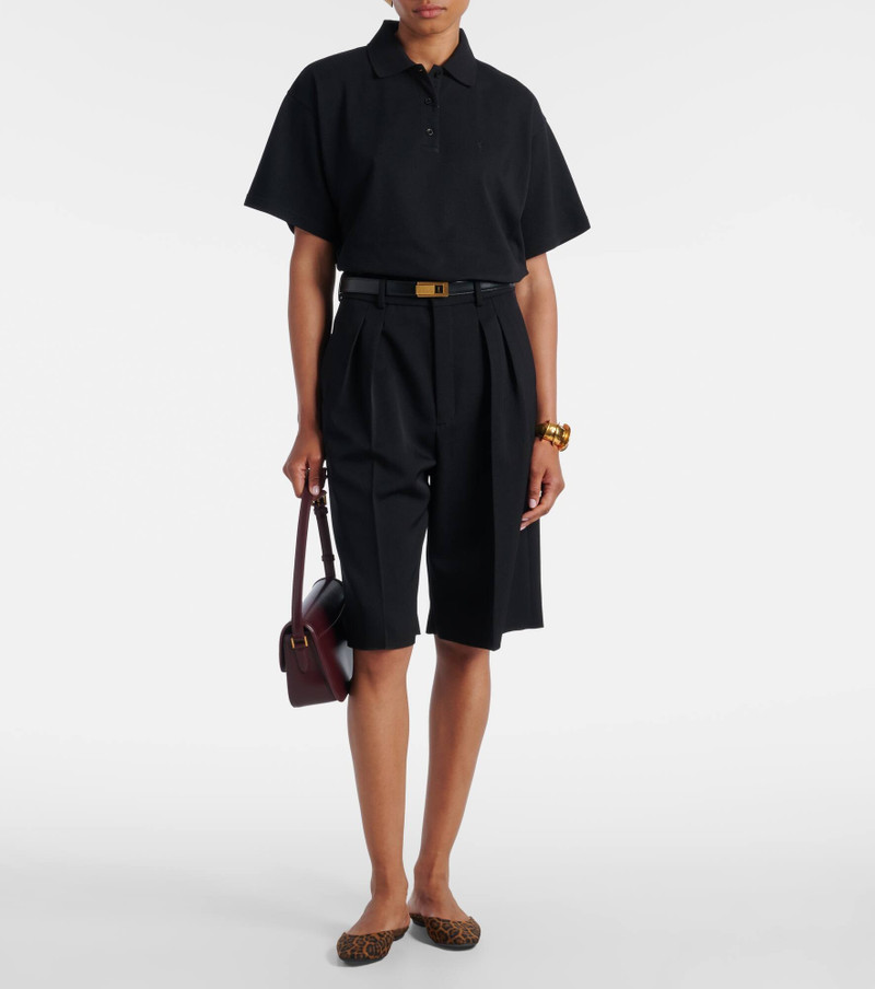 SAINT LAURENT Cassandre cotton-blend piqué polo shirt outlook