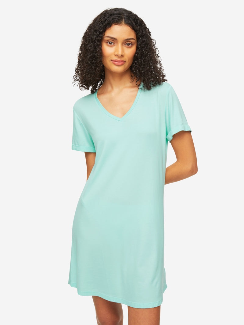 Women's V-Neck Sleep T-Shirt Lara Micro Modal Stretch Mint - 2
