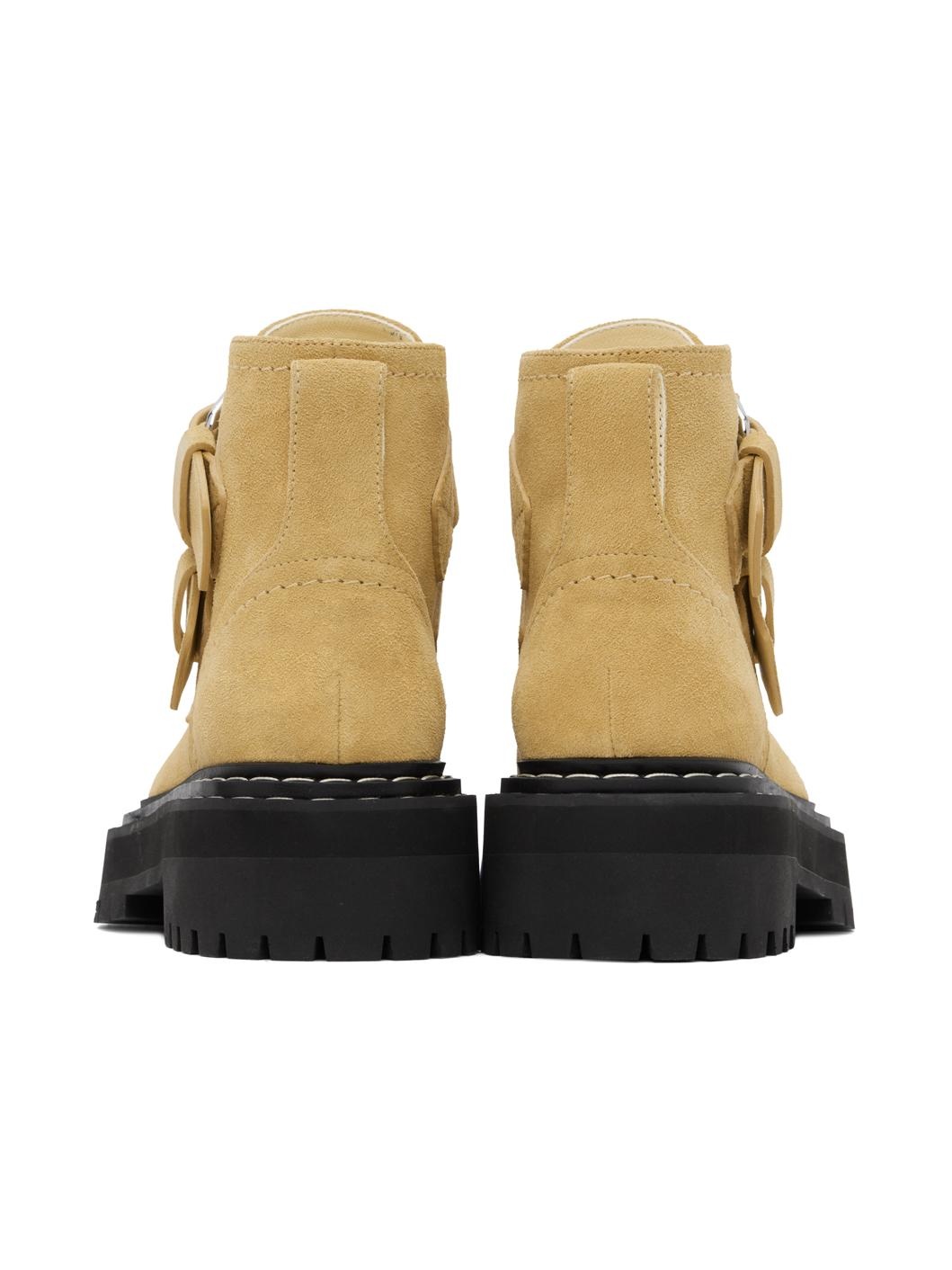 Beige Lug Sole Buckle Boots - 2