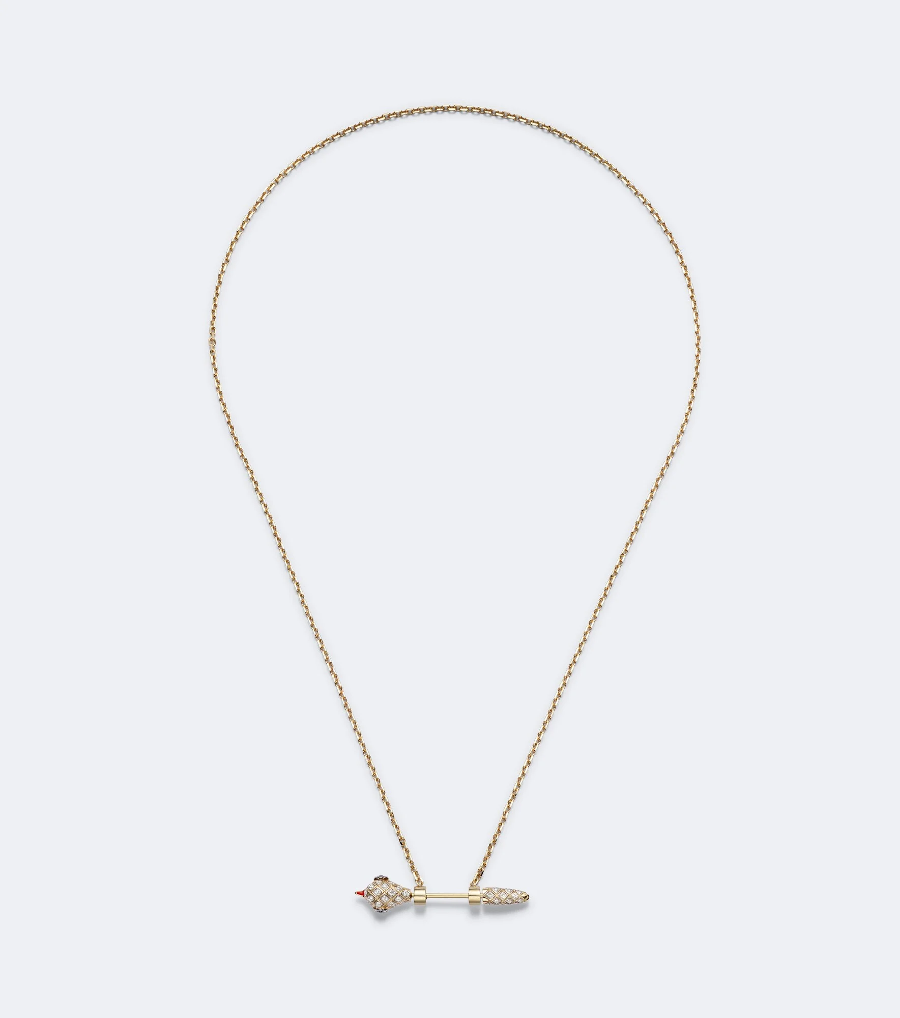 Python 9kt gold and enamel pendant necklace with diamonds - 1