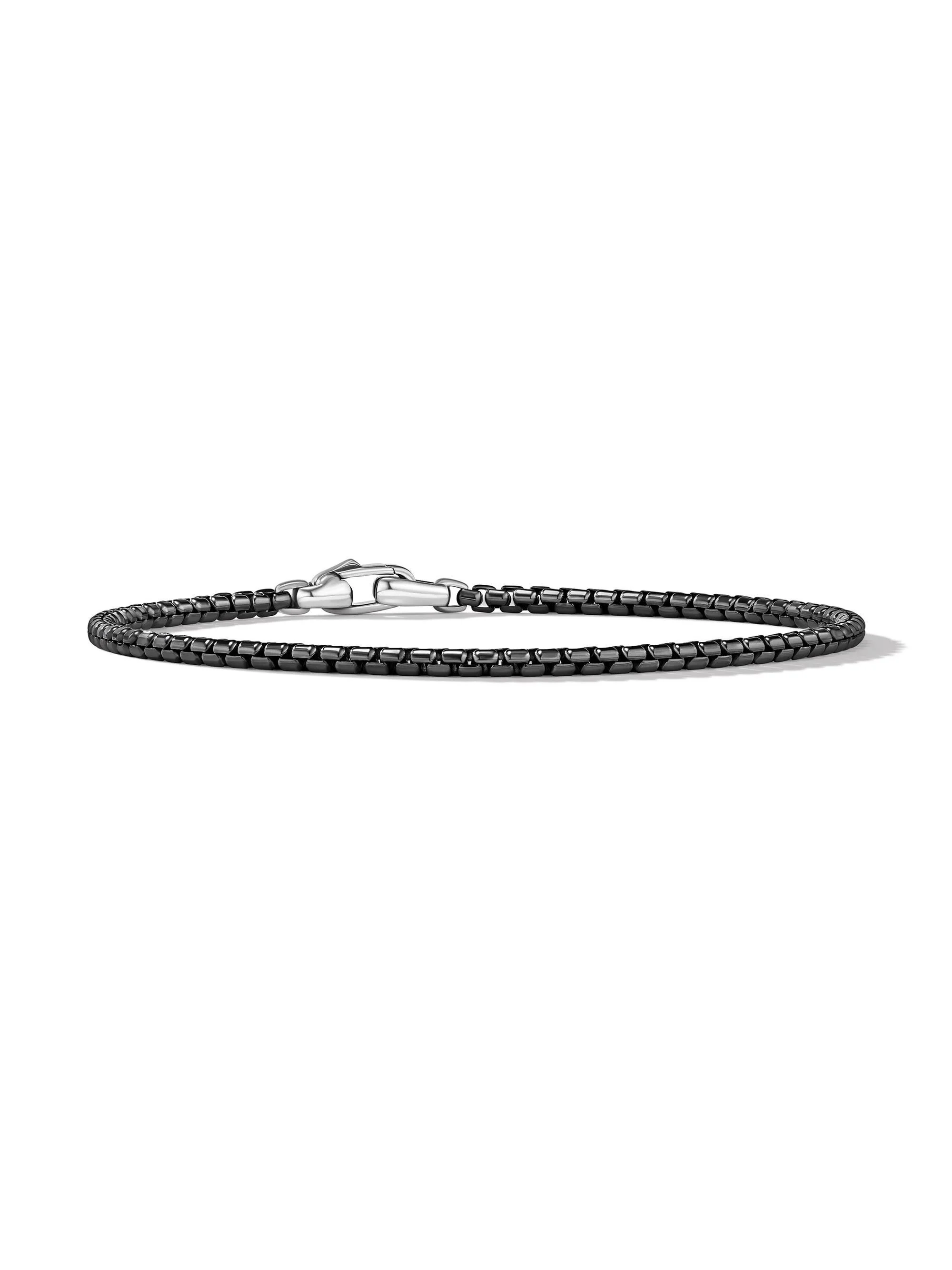 Men's Box Chain Bracelet in Stainless Steel and Sterling Silver - Silver - 1