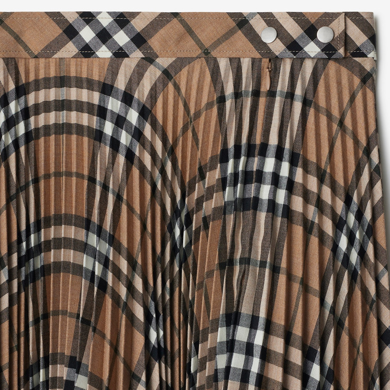Pleated Check Wool Blend Skirt 5