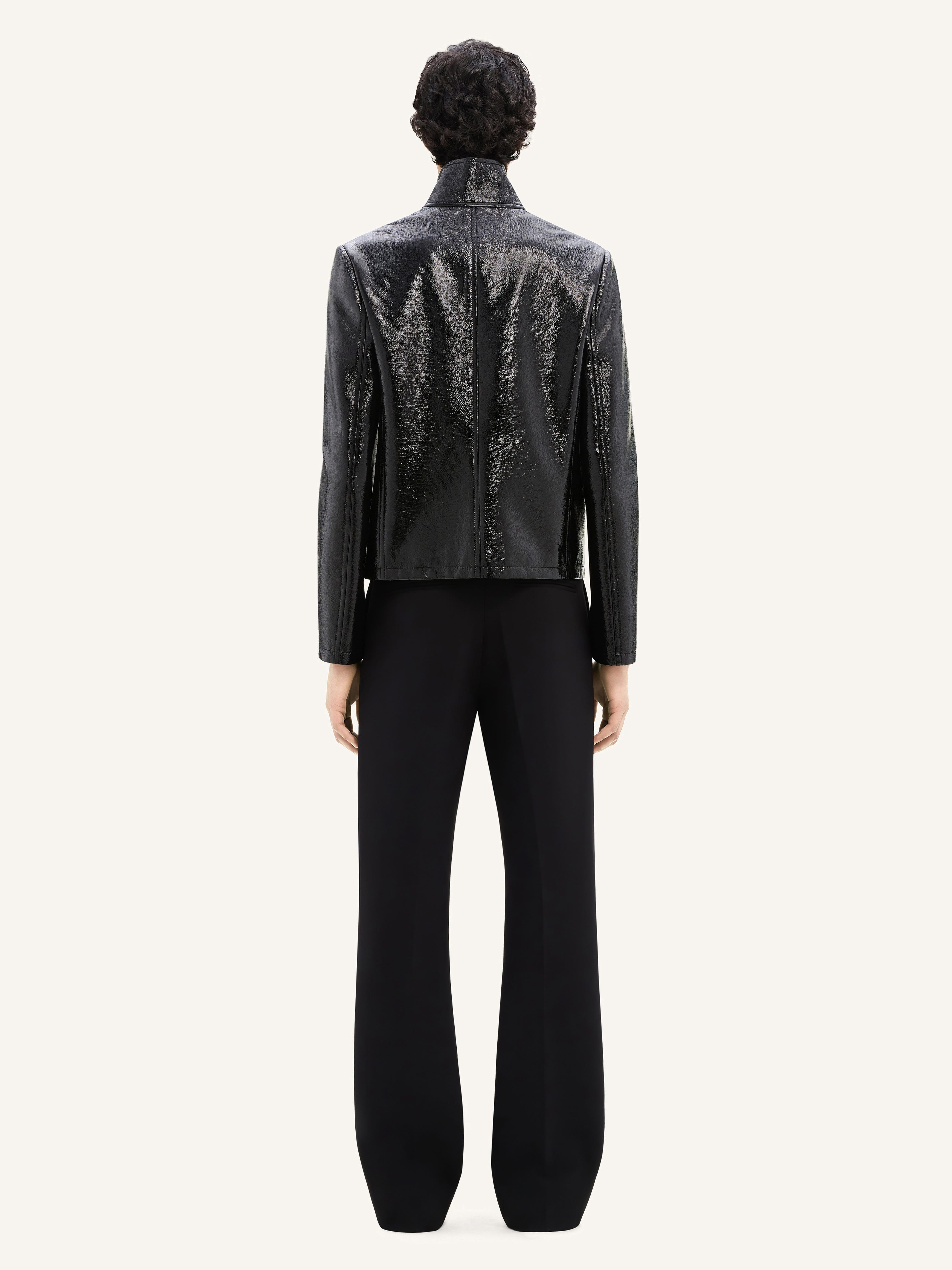 ZIPPED VINYL BIKER JACKET - 4