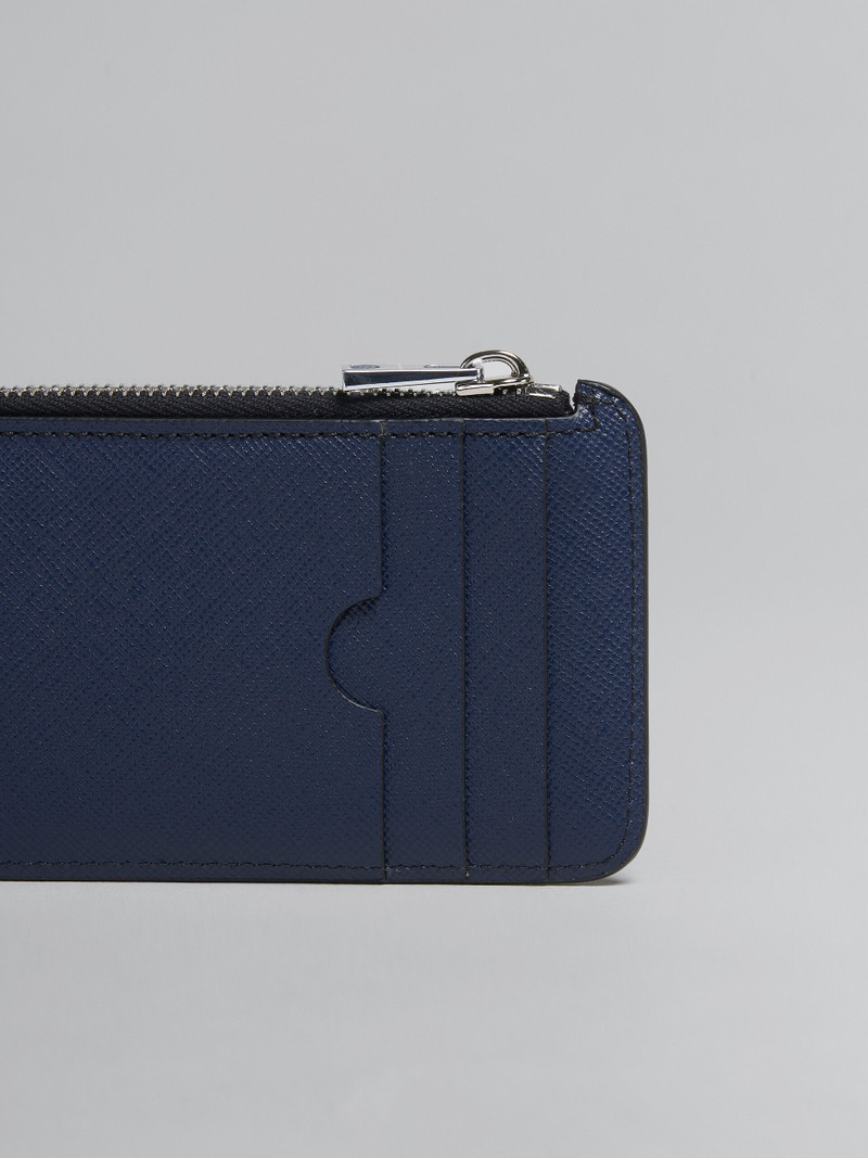 Marni BLACK AND BLUE SAFFIANO LEATHER ZIP-AROUND CARD CASE outlook