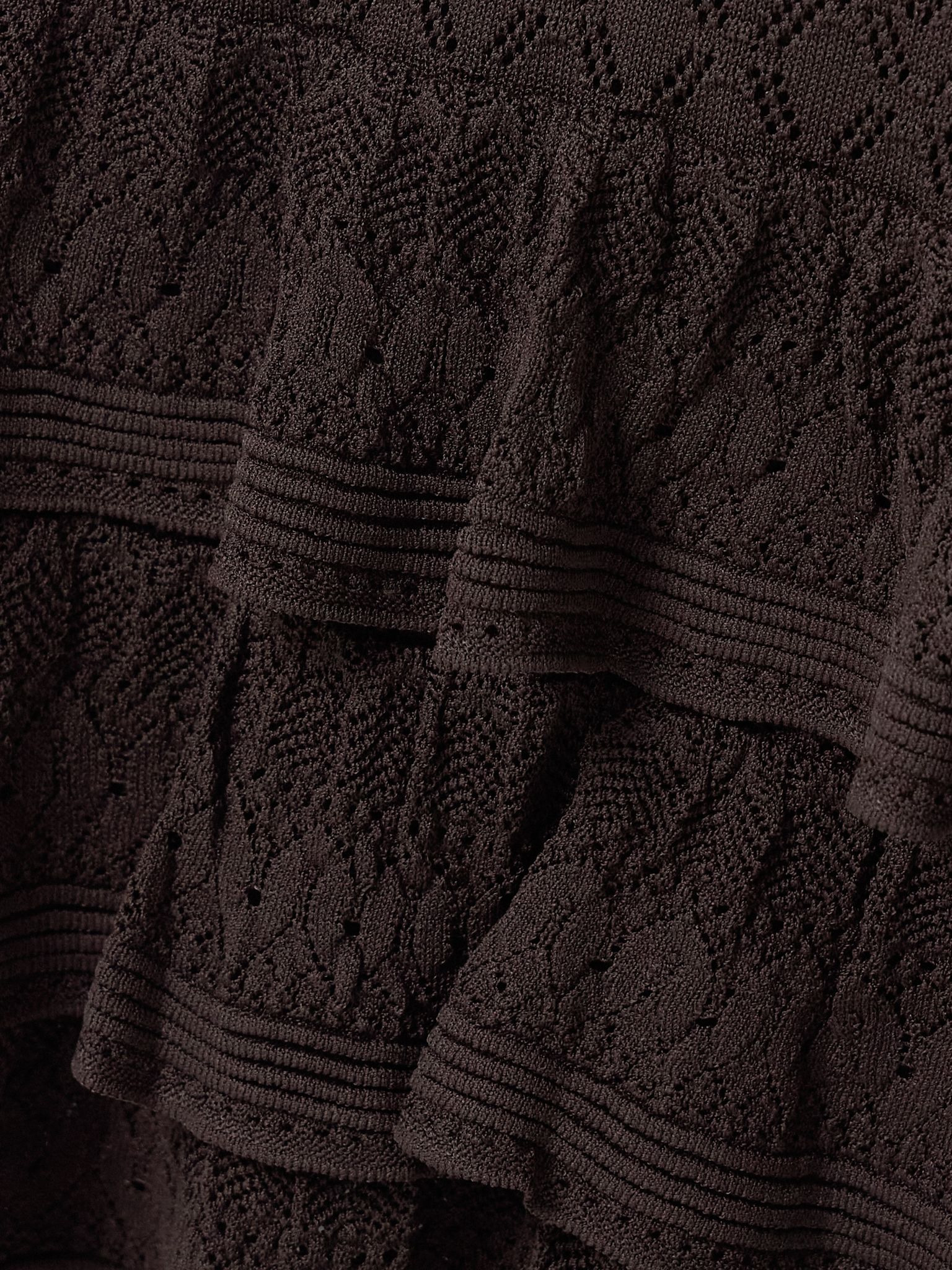 Bliss ruffled pointelle-knit maxi dress Dark brown - 4