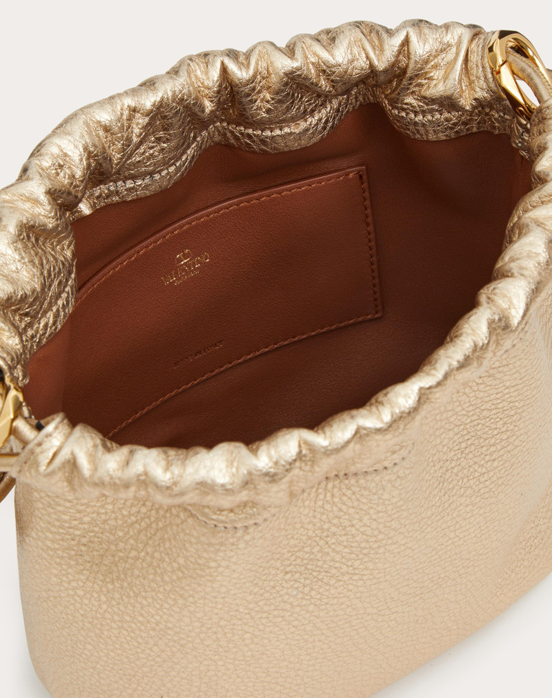 Valentino VLOGO POUF METALLIC LEATHER MINI BUCKET BAG outlook